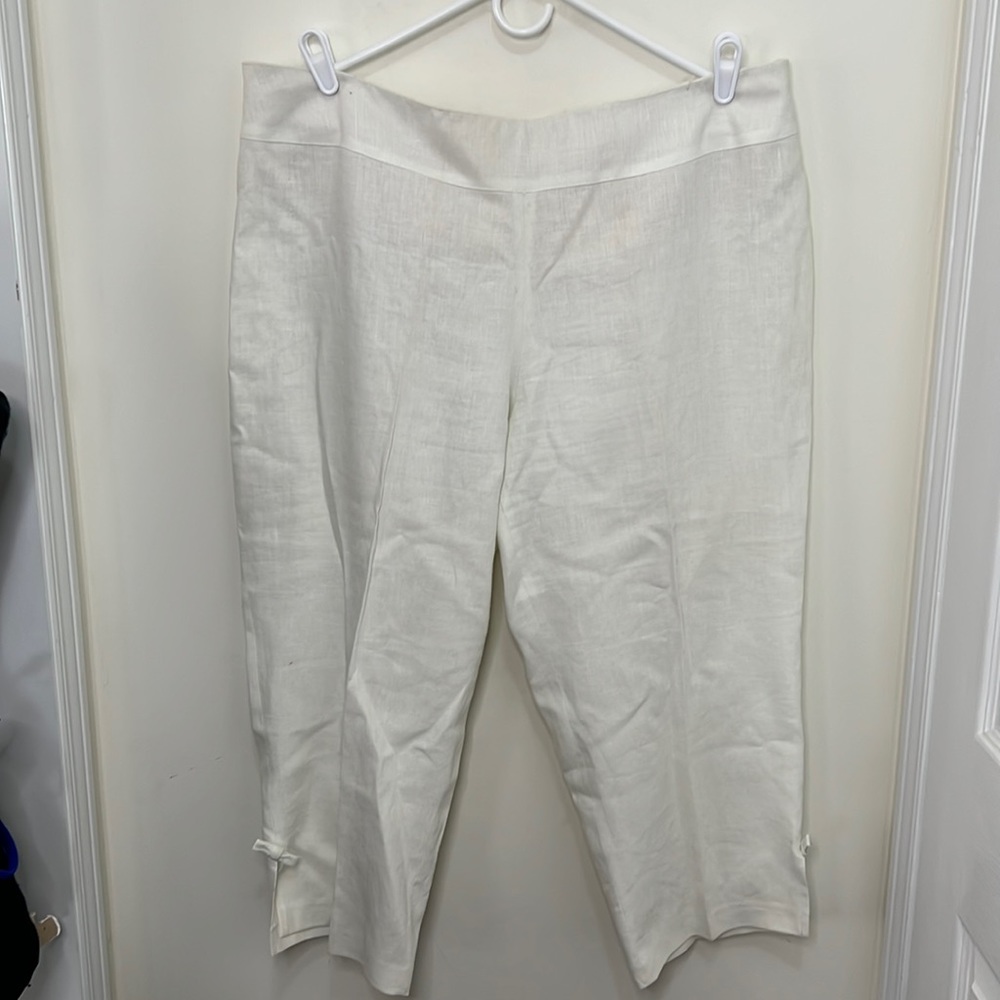 Vintage 100% linen off white Capris Shorts Plus Size 20